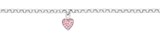 Silverarmband med rosa hjärta, 17cm